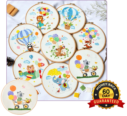 Balloon with Animals Embroidery Kit